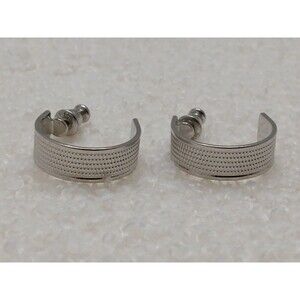 Napier 7 mm Brushed Silvertone 7/8 inch C Hoop Earrings